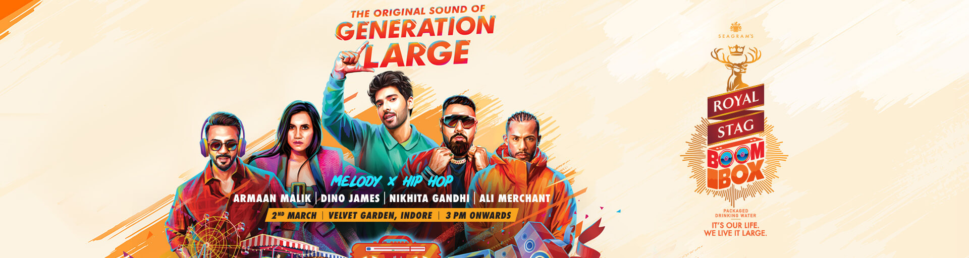 Royal Stag BoomBox Music Concert in Indore 2024 - Armaan Malik, Nikhita Gandhi, Dino James and Ali Merchant Live Music Concert in Indore, Madhya Pradesh